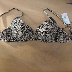 New Women’s Shade & Shore Underwired Animal Print cheetah🐆Bikini👙Top 34C